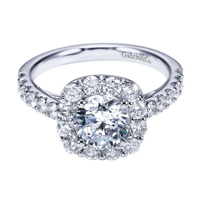 Engagement Ring 14k White Gold Diamond Halo