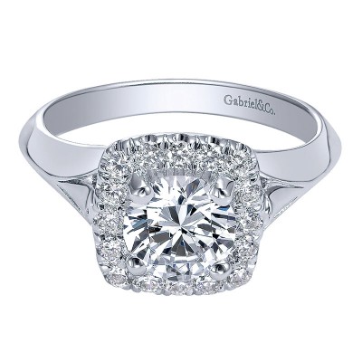 Engagement Ring 14k White Gold Diamond Halo