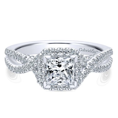 14K White Gold Diamond Halo 14K White Gold Engagement Ring ER12600S3W44Jj