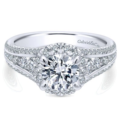 14K White Gold Diamond Halo 14K White Gold Engagement Ring ER12610R4W44Jj