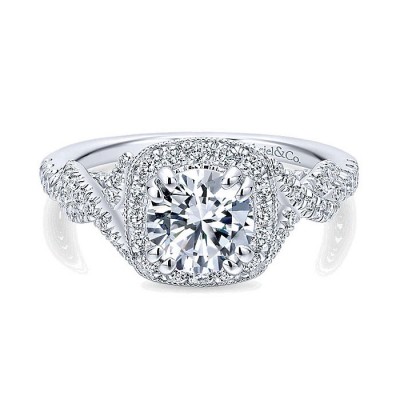 14K White Gold Diamond Halo 14K White Gold Engagement Ring ER12621R4W44Jj