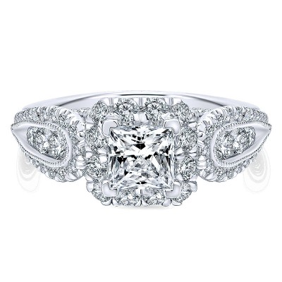 14K White Gold Diamond Halo 14K White Gold Engagement Ring ER12631S3W44Jj