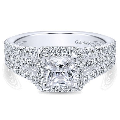 14K White Gold Diamond Halo 14K White Gold Engagement Ring ER12632S3W44Jj