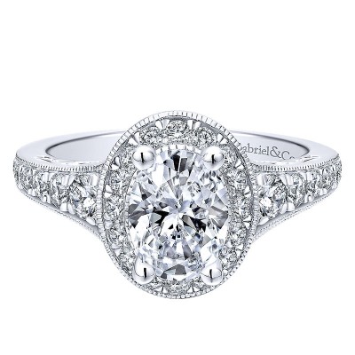 14K White Gold Diamond Halo 14K White Gold Engagement Ring ER12651O4W44Jj