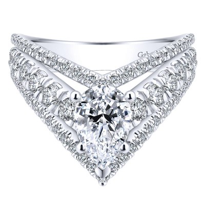 14K White Gold Diamond Halo 14K White Gold Engagement Ring ER12815P4W44Jj