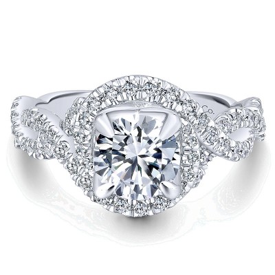 14K White Gold Diamond Halo 14K White Gold Engagement Ring ER12820R4W44Jj