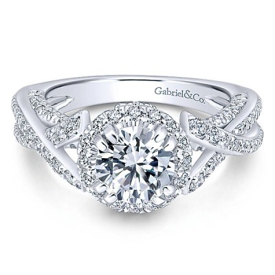 Gabriel & Co. 14k White Gold Diamond Halo Ring ER12957R4W44JJ