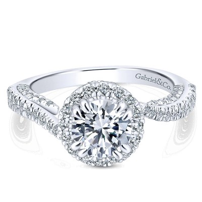 14K White Gold Diamond Halo 14K White Gold Engagement Ring ER12960R4W44Jj