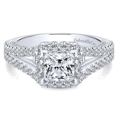 14K White Gold Diamond Halo 14K White Gold Engagement Ring ER12961S4W44Jj