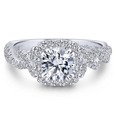 14K White Gold Diamond Halo 14K White Gold Engagement Ring ER12965R4W44Jj