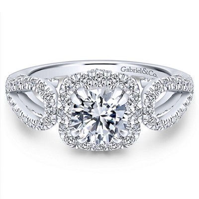 Gabriel & Co. 14k White Gold Diamond Halo Ring ER12969R4W44JJ