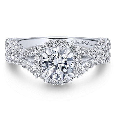 14K White Gold Diamond Halo 14K White Gold Engagement Ring ER12970R4W44Jj