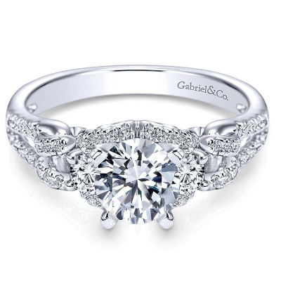 Engagement Ring 14k White Gold Diamond Halo