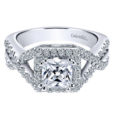 Engagement Ring 14k White Gold Diamond Halo