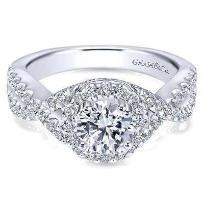 14K White Gold Diamond Halo 14K White Gold Engagement Ring ER5798W44Jj