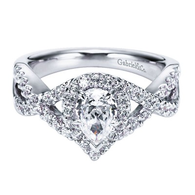 Engagement Ring 14k White Gold Diamond Halo