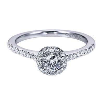 Engagement Ring 14k White Gold Diamond Halo