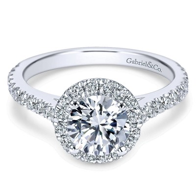 14K White Gold Diamond Halo 14K White Gold Engagement Ring ER7259W44Jj