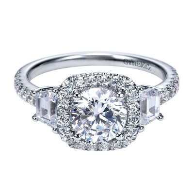 Engagement Ring 14k White Gold Diamond Halo