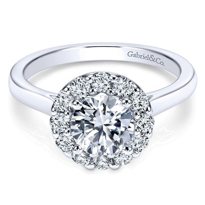 14K White Gold Diamond Halo 14K White Gold Engagement Ring ER7495W44Jj