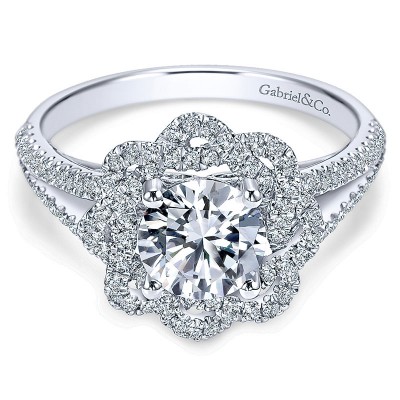 14K White Gold Diamond Halo 14K White Gold Engagement Ring ER7729W44Jj