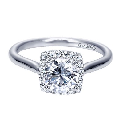 Engagement Ring 14k White Gold Diamond Halo