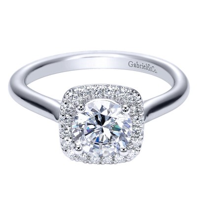 Engagement Ring 14k White Gold Diamond Halo