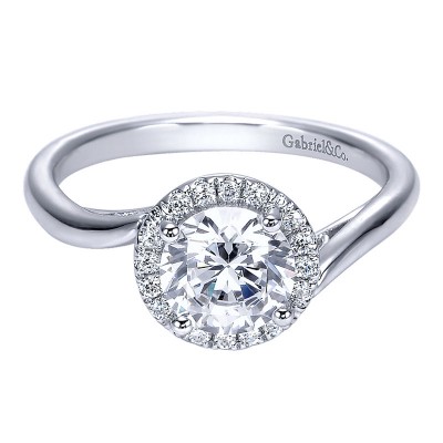 Engagement Ring 14k White Gold Diamond Halo