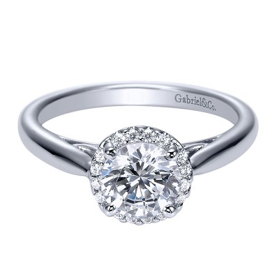 Engagement Ring 14k White Gold Diamond Halo