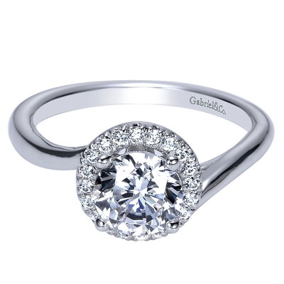 Engagement Ring 14k White Gold Diamond Halo