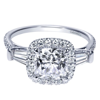 Engagement Ring 14k White Gold Diamond Halo