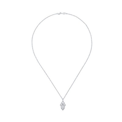 14k White Gold Diamond Hand Of God Necklace