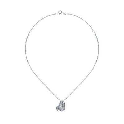 14k White Gold Diamond Heart Necklace