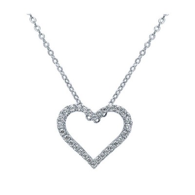 14k White Gold Diamond Heart Necklace