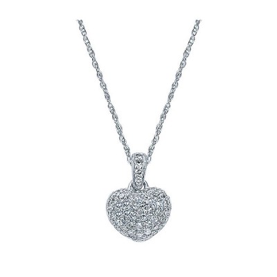 14k White Gold Diamond Heart Necklace