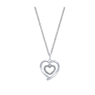 14k White Gold Diamond Heart Necklace