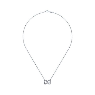14k White Gold Diamond Heart Necklace