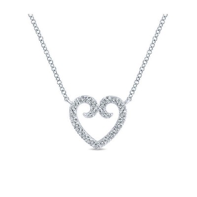 14k White Gold Diamond Heart Necklace