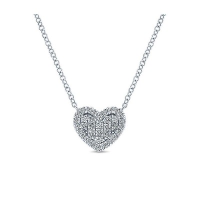 14k White Gold Diamond Heart Necklace