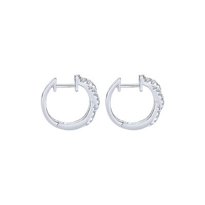 14k White Gold Diamond Huggie Earrings