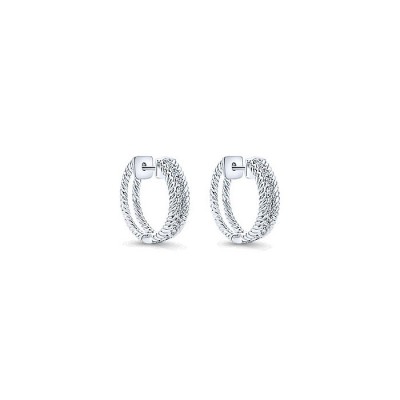 14k White Gold Diamond Huggie Earrings