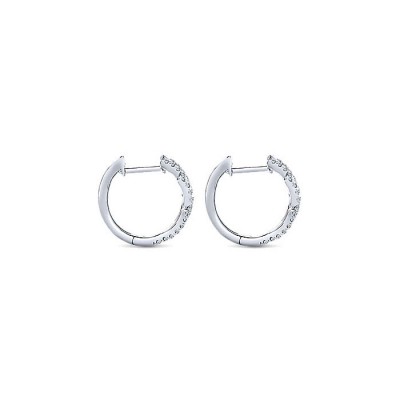 14k White Gold Diamond Huggie Earrings