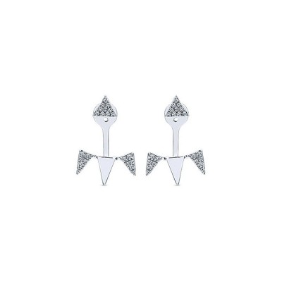 14k White Gold Diamond Peek A Boo Earrings