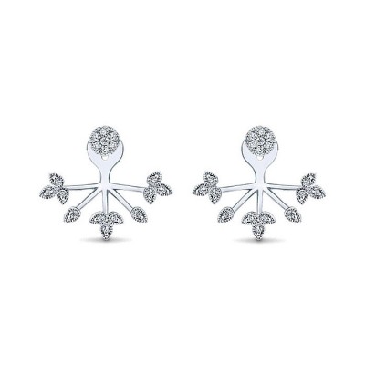 14k White Gold Diamond Peek A Boo Earrings