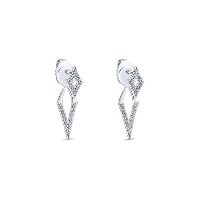 14k White Gold Diamond Peek A Boo Earrings