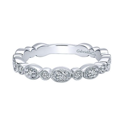 14k White Gold Diamond Round PavÃ¯Â¿Â½ Stackable Ladies Ring Ladies' Ring