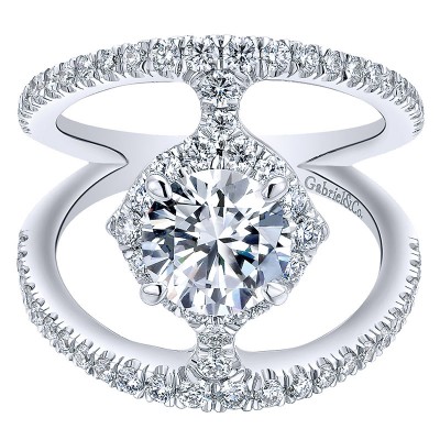 Engagement Ring 14k White Gold Diamond Split Shank