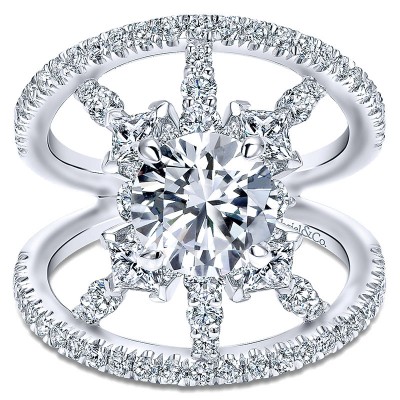 Engagement Ring 14k White Gold Diamond Split Shank