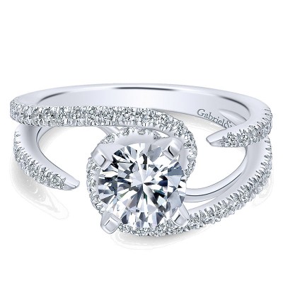14K White Gold Diamond Split Shank 14K White Gold Engagement Ring ER12586R4W44Jj