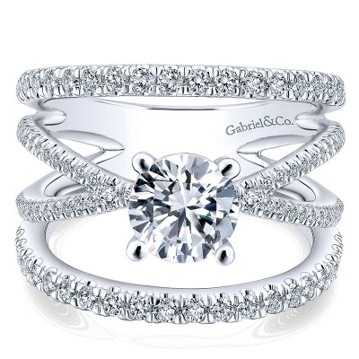 14K White Gold Diamond Split Shank 14K White Gold Engagement Ring ER12819R4W44Jj